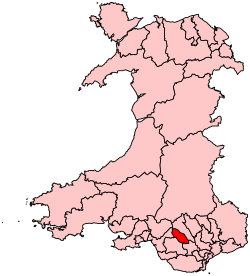 Map showing the Rhondda constituency within Wales