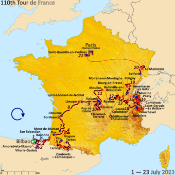 Route of the 2023 Tour de France