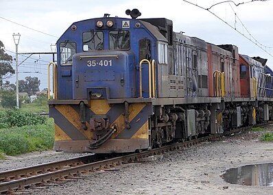 No. 35–401 in Spoornet blue livery with outline numbers, Stikland, Cape Town, 16 August 2006