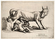 Romulus and Remus Wenceslas Hollar after Giulio Romano, (16c.)