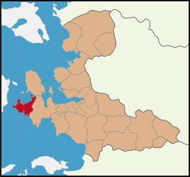 Map showing Çeşme District in İzmir Province