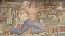 Airmail (1937), fresco by Edwin Boyd Johnson for the U.S. Post office in Melrose Park, Illinois