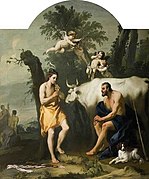 Argus Guarding Io Who Has Been Transformed into a White Heifer Jacopo Amigoni (18th century)