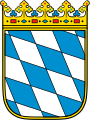 kleines Wappen des Freistaates Bayern: von weiß und blau schrägrechts gerautet
