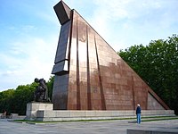 A part of the Soviet War Memorial at Treptower Park, supposedly built from red marble – actually granite – which was said to be taken from the ruins of the New Reich Chancellery