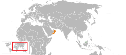 Map indicating locations of Brunei and Oman