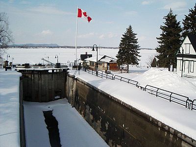 Lock in Chambly, viewed in winter.