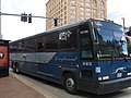 Greyhound bus in downtown Pittsburgh