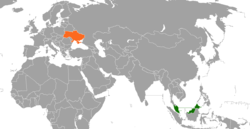 Map indicating locations of Malaysia and Ukraine