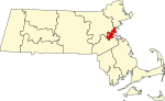 State map highlighting Suffolk County