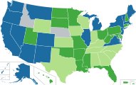 United States map illustrating the legality of medical cannabis