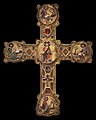„Meister des Reliquienkreuzes von Cosenza“: Reliquienkreuz mit thronendem Christus und den vier Evangelisten (12. Jahrhundert, Kathedrale von Cosenza)