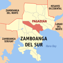 Map of Zamboanga del Sur with Pagadian highlighted