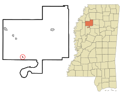 Location of Glendora, Mississippi
