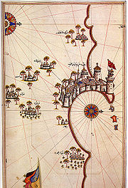 Early 16th century map of Tripoli by Piri Reis