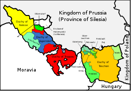 Map of Austrian Silesia after concessions to Prussia