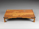 Japanese writing table; early 20th century; lacquered wood with silver fittings and various other materials; height: 12.3 cm, length: 60.96 cm, width: 36.83 cm; Metropolitan Museum of Art (New York City)