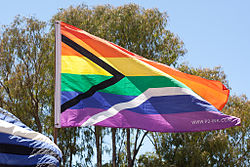Flag flying at Cape Town Pride 2014