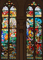 Our Lady of Victory by Józef Mehoffer, 1896–1897, stained glass window in Fribourg Cathedral