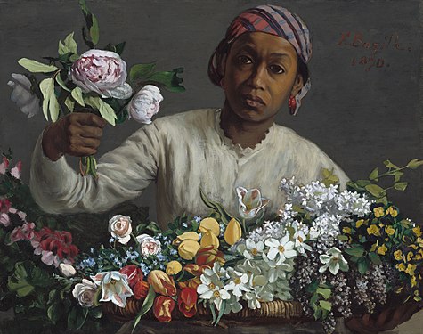 Young Woman with Peonies (1870) by Frédéric Bazille