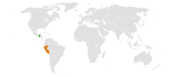 Map indicating locations of Guatemala and Peru