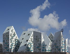 Isbjerget housing project in Aarhus, Denmark, inspired by form and color of icebergs (2013)