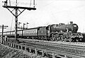 45599 Bechuanaland traveling south down the WCML at Winwick Junction in March 1955