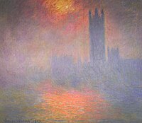 Trouée de soleil dans le brouillard (Sun Breaking Through the Fog) Houses of Parliament, 1904. London, Sun Breaking Through the Fog, 1904 Musée d'Orsay, Paris