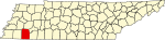State map highlighting Hardeman County