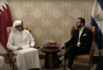 Nayib Bukele with Qatari Minister of Energy Saad Sherida al-Kaabi