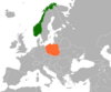Location map for Norway and Poland.