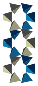 α-Quarzstruktur: Paar spiralförmiger Ketten in Richtung der c-Achse, eine Kette blau hervorgehoben; Blick auf die a-c-Ebene