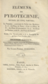 Elémens De Pyrotechnie, title page, 1811