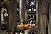 The casket in the National Cathedral on December 5, 2018