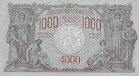 1000 Yugoslav dinar (4000 kruna) banknote, 1919