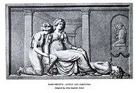 A 1788 engraving depicting the bas relief Antony and Cleopatra, sculpted by Anne Seymour Damer