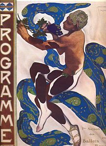 Program design for Afternoon of a Faun by Léon Bakst for Ballets Russes (1912)