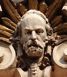 Purported face of Józef Świecicki as carved on Hotel "Pod Orlem" facade in Bydgoszcz