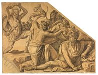 Peter Cornelius: Aphrodite schützt Paris gegen Menelaos, 1826 (Staatliche Museen zu Berlin, Alte Nationalgalerie)