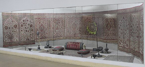 Another view of use of textiles in the tent of rajas