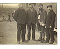George Kenner (2nd from right) with his younger brother Benno (far right) and fellow interns at the Knockaloe internment camp on the Isle of Man, February 1918.