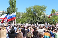 Local residents in Crimea at «Immortal regiment», carrying portraits of their ancestors and participants in World War II, 9 May 2016.