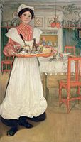 Martina with the breakfast tray, watercolor, 1904