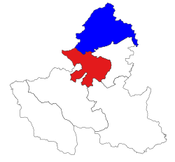 Location in Palaung SAZ and Kyaukme district (in red)