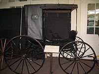 A jump seat, Phaeton carriage, c.1860 at Ellwood House, DeKalb, Illinois, USA