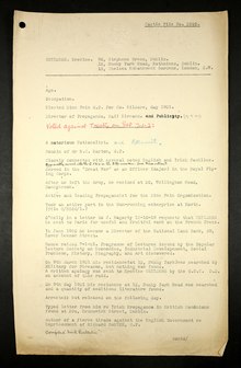 British Army intelligence file for Erskine Childers