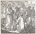 Abt Reginbald erhält die Nachricht von seiner Bischofswahl; Stich aus „Bavaria Sancta“ von Magnus Jocham, 1861