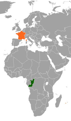 Map indicating locations of Republic of the Congo and France