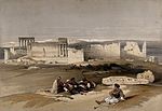 The ancient city of Baalbec. Coloured lithograph in The Holy Land, Syria, Idumea, Arabia, Egypt, and Nubia, after painting by David Roberts