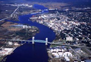Wilmington with Cape Fear Memorial Bridge in foreground